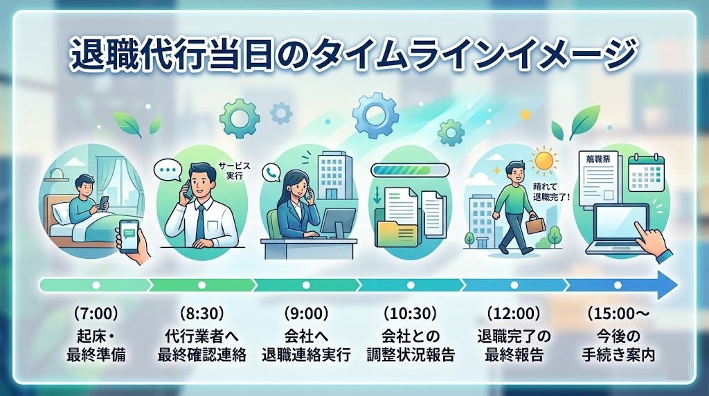 退職代行当日のタイムラインイメージ