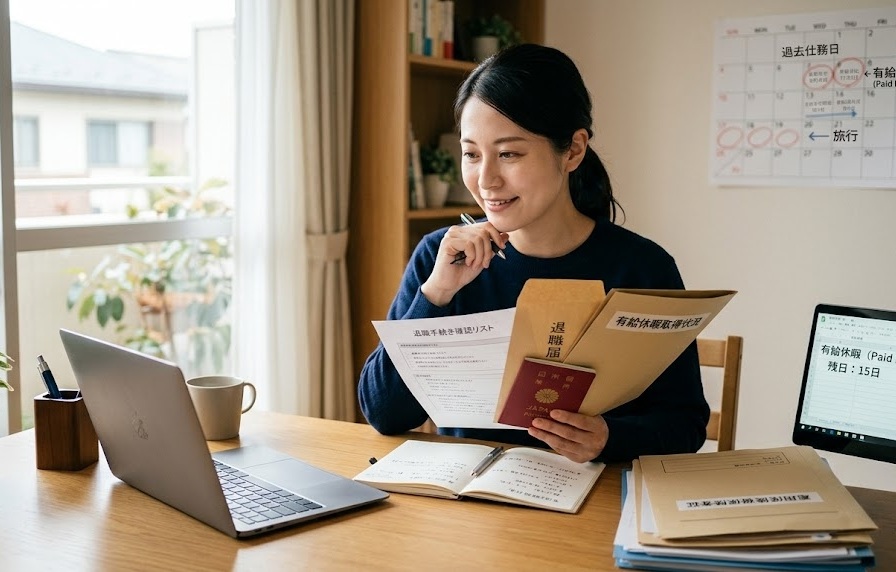 退職前に確認すべき書類や有給休暇のイメージ