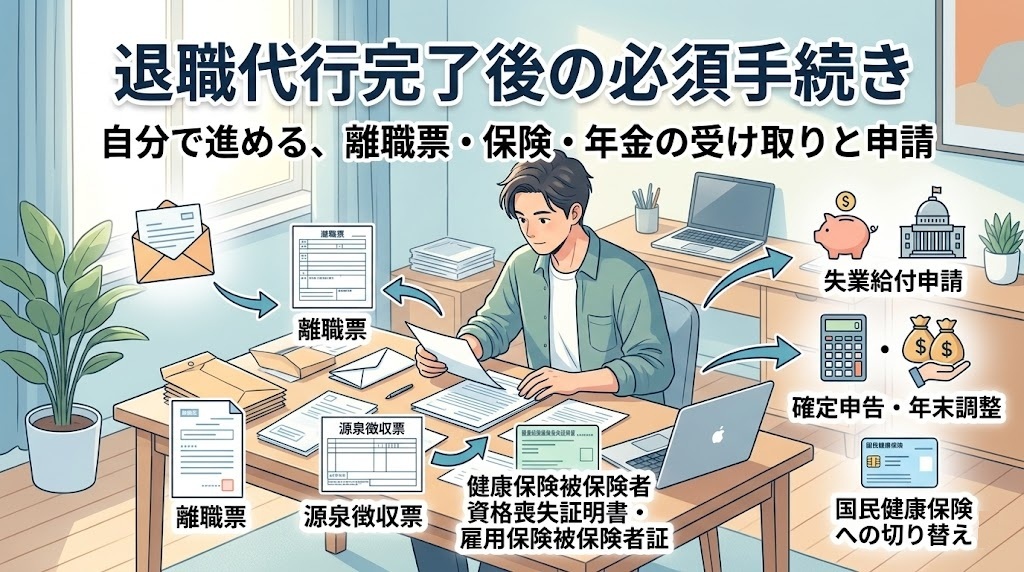 退職後の手続きフローチャート