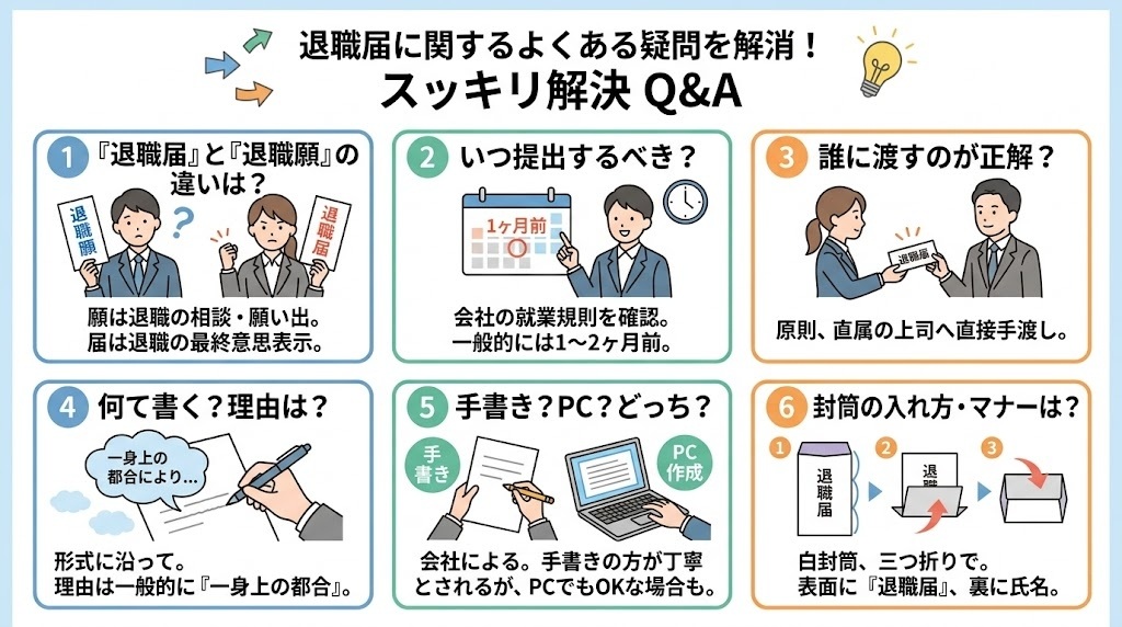 退職届に関するよくある疑問を解消するイメージ図