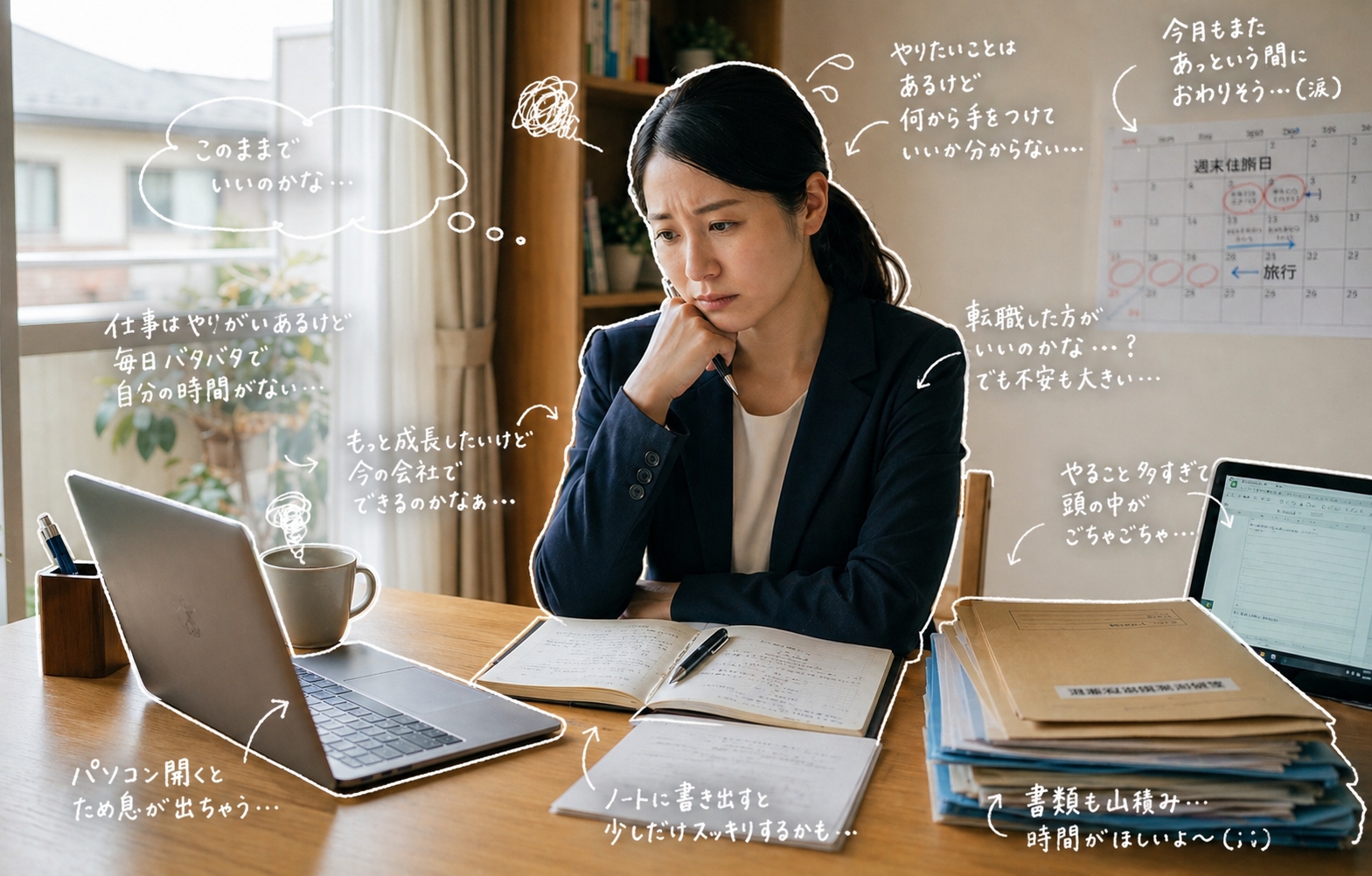 会社の赤字と辞めどきを悩む会社員のイメージ